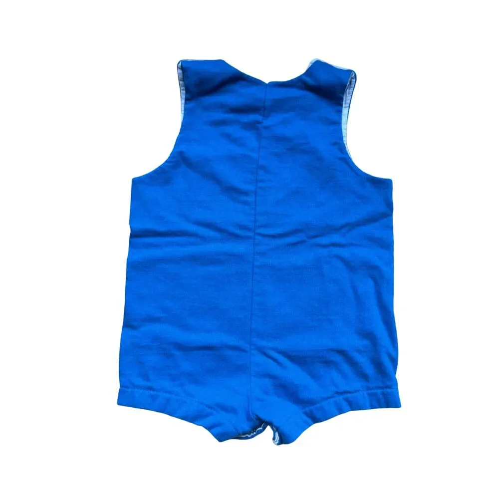 VTG Blue Carter's Baby Lined Sleeveless Shorts Nautical Sailor Romper 6 Mo 90s
